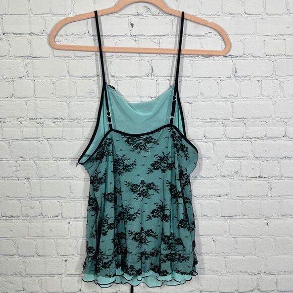 VTG Top Women XL Mesh Green Black Sheer w/ Skulks Whimsygoth Punk Vampire Goth - Picture 2 of 10